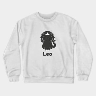 Leo Cat Zodiac Sign with Text (Black and White) Crewneck Sweatshirt